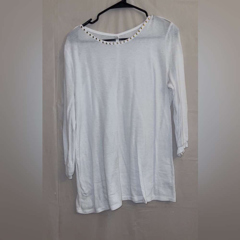White Blouse with Gold Hardware